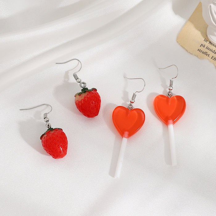 Wholesale Earrings Resin Strawberry Butterfly Paper Clips Set of 6 JDC-ES-D654
