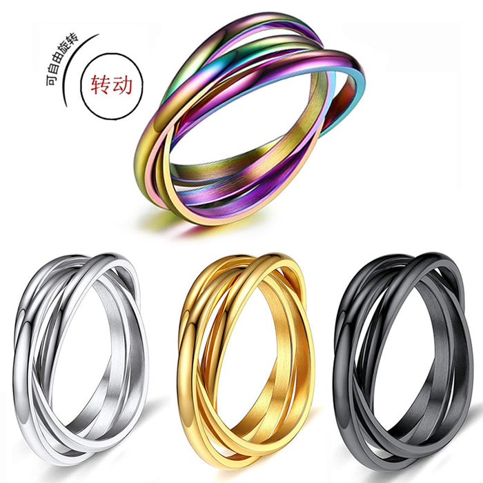 Wholesale Rings Titanium Triple Interlock Rotating MOQ≥2 JDC-RS-DLN003