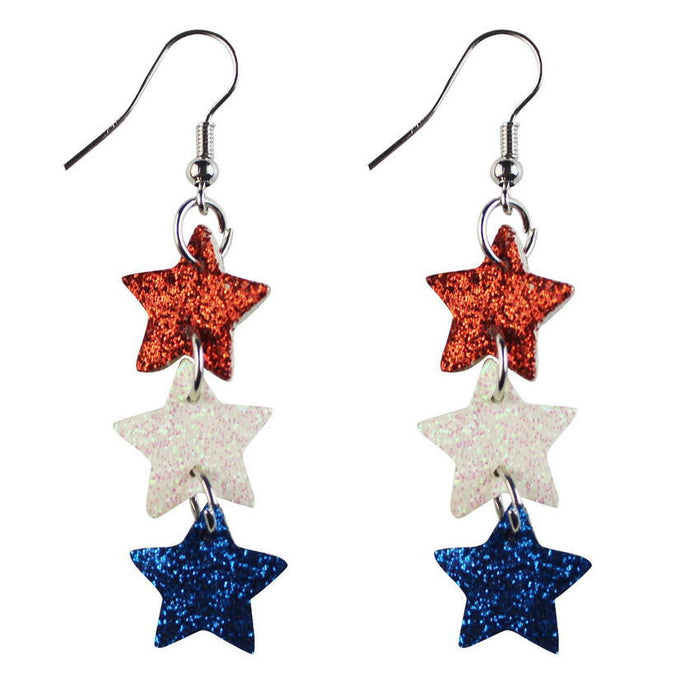 En gros du 4 juillet Stars Stripes Flag Pattern Independence Day Moucles d'oreilles en cuir JDC-ES-KDL004