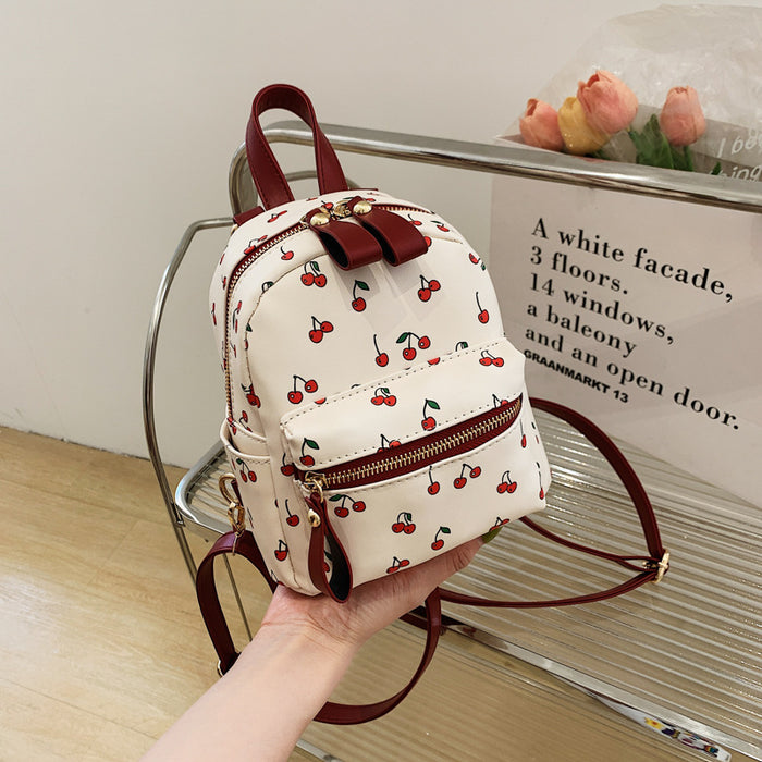 Wholesale PU Backpack Printed Cherry MOQ≥3 JDC-BP-Fuji001