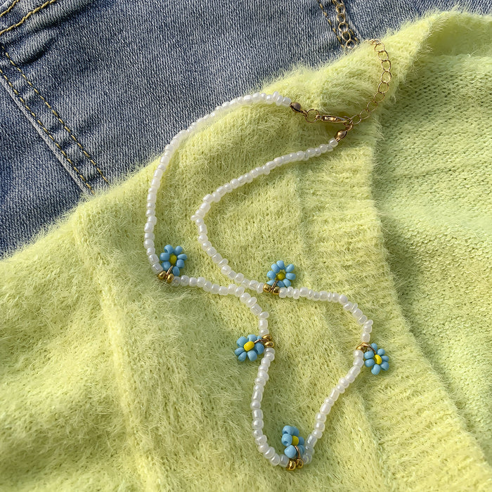 IMITACIÓN MAYORA Color de perla Peared Rice Beads Cadena de clavícula pequeña Daisy JDC-Ne-GSXR063