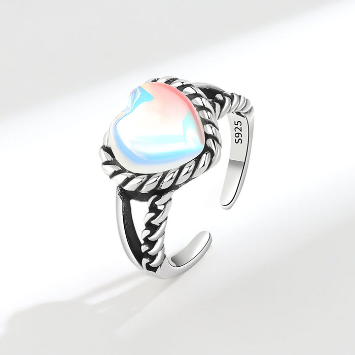 Wholesale Ring Copper Double Heart Moonstone JDC-RS-YJY012