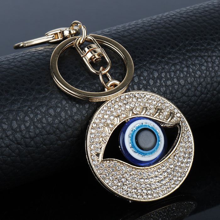 Wholesale Keychains For Backpacks Devil's Eye Round Big Eye Alloy Diamond Keychain JDC-KC-AWen016
