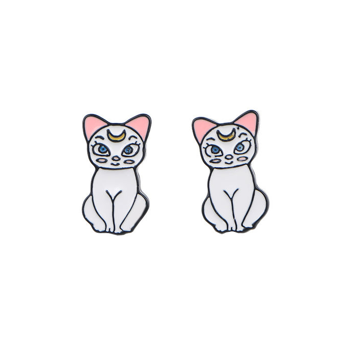 Aleación de pendientes al por mayor Lindos pendientes de gato de dibujos animados (M) JDC-ES-Kubei010