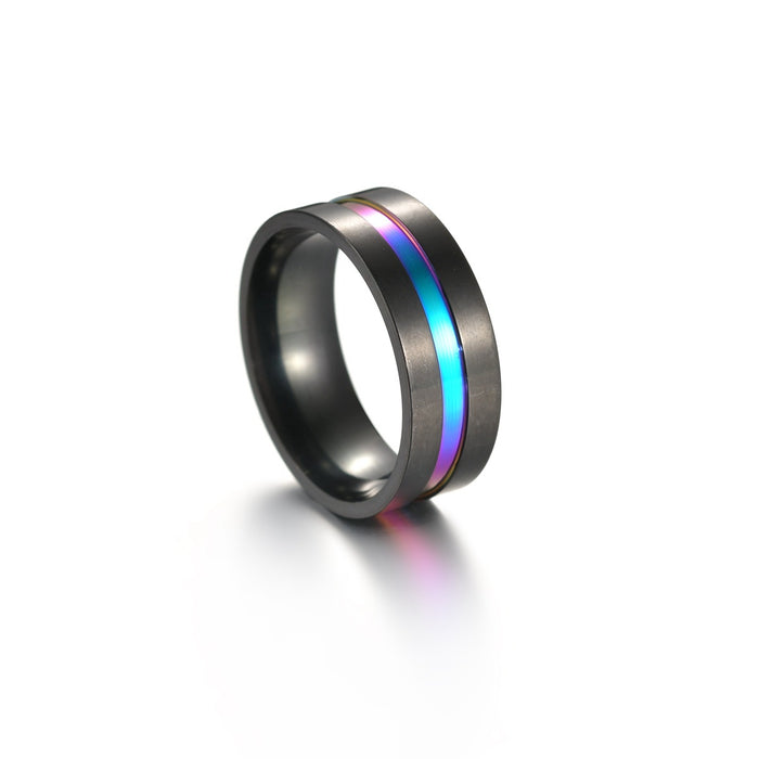 Wholesale Ring Titanium Steel Two Tone Frosted Men's Ring MOQ≥2 JDC-RS-ShouM004