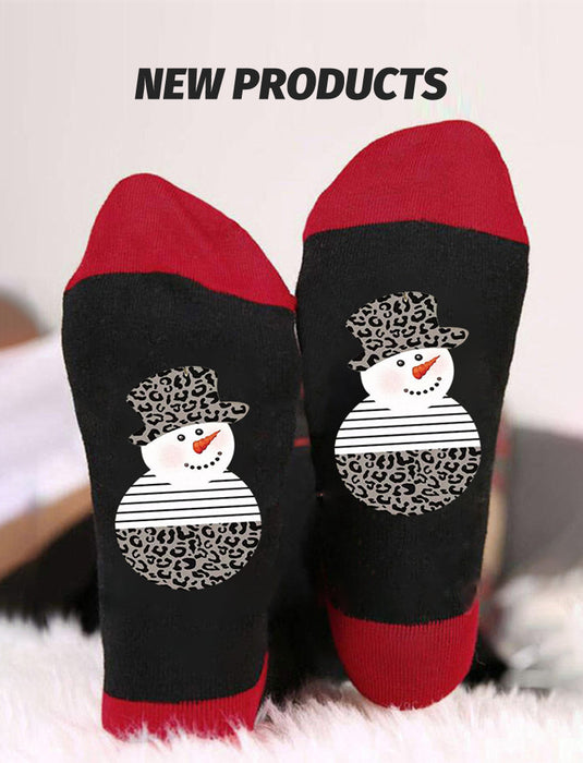 Wholesale Sock Cotton Autumn Winter Snowman Print Sweat Absorb Christmas MOQ≥3 JDC-SK-HuaL008
