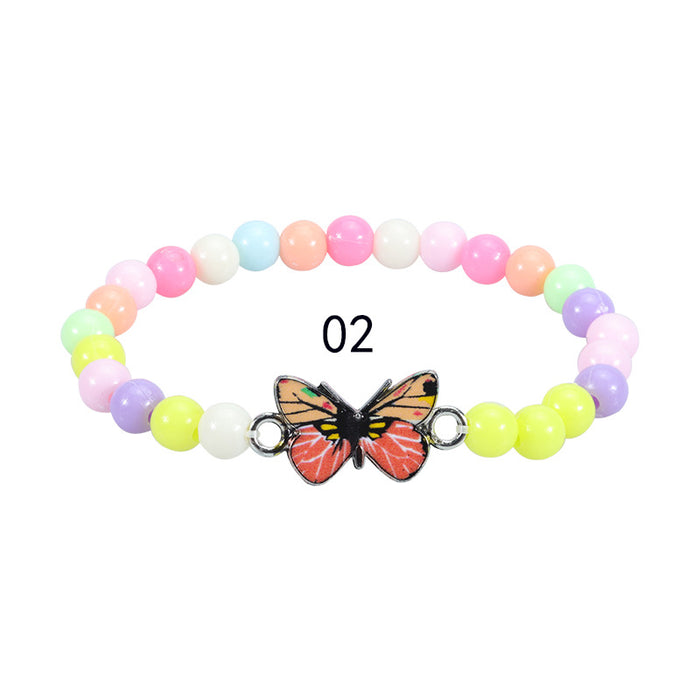 Wholesale Bracelet Acrylic Colorful Beaded Butterfly Kids Bracelet MOQ≥2 JDC-BT-YIYe036