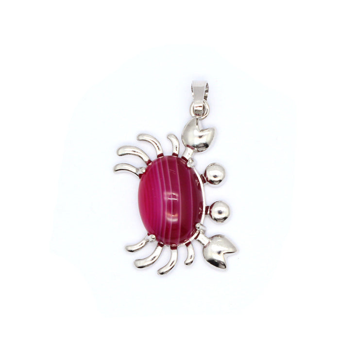 Wholesale necklace titanium steel small crab small pendant purple agate MOQ≥2 JDC-NE-Jinshe005