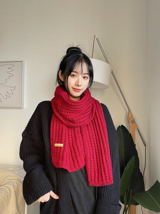 Wholesale Scarf Thick Wool Solid Color Warm Knit Scarf MOQ≥2 JDC-SF-Xinrong003