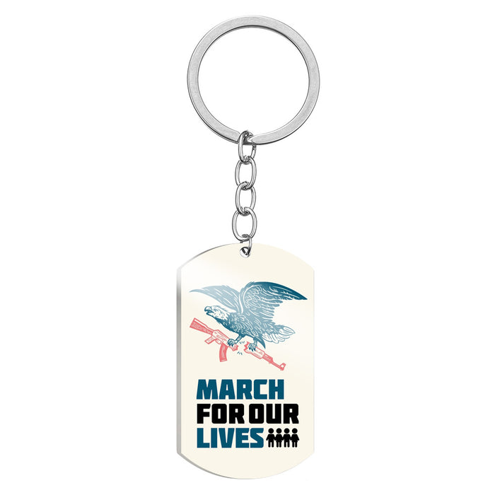 Wholesale MARCH FOROUR LIVES Stainless Steel Keychain MOQ≥2 JDC-KC-HuanYu004