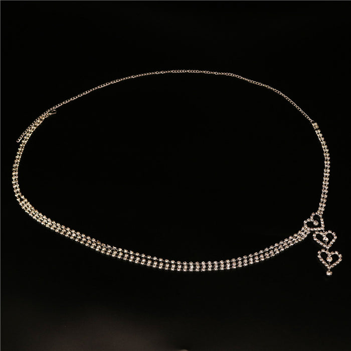 Wholesale Gold Plated Silver Plated Multilayer Love Rhinestone Waist Chain JDC-WC-JiaJ006