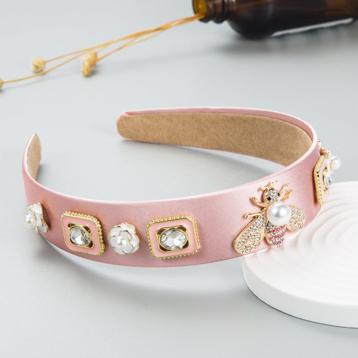Wholesale Baroque Alloy Diamond Butterfly Pearl Geometric Headband JDC-HD-Heim013