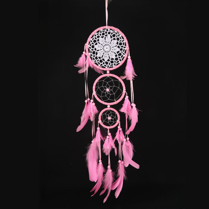 Wholesale Lace Feather Dreamcatcher Home Ornament Wind Chime MOQ≥2 JDC-DC-JunX019
