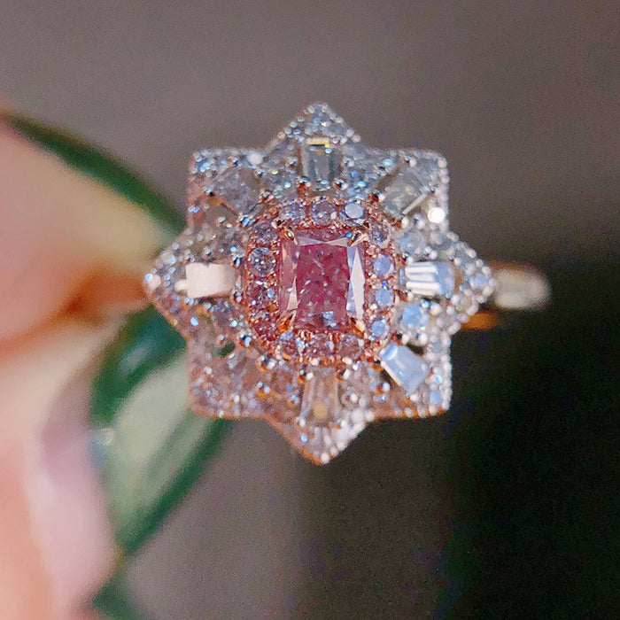 Anillo de cobre de diamante rosa de circón de circón al por mayor JDC-RS-BJL009