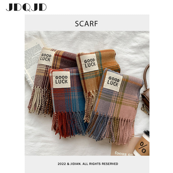 Wholesale Scarf Faux Cashmere Classic Plaid Shawl Winter JDC-SF-Meic006