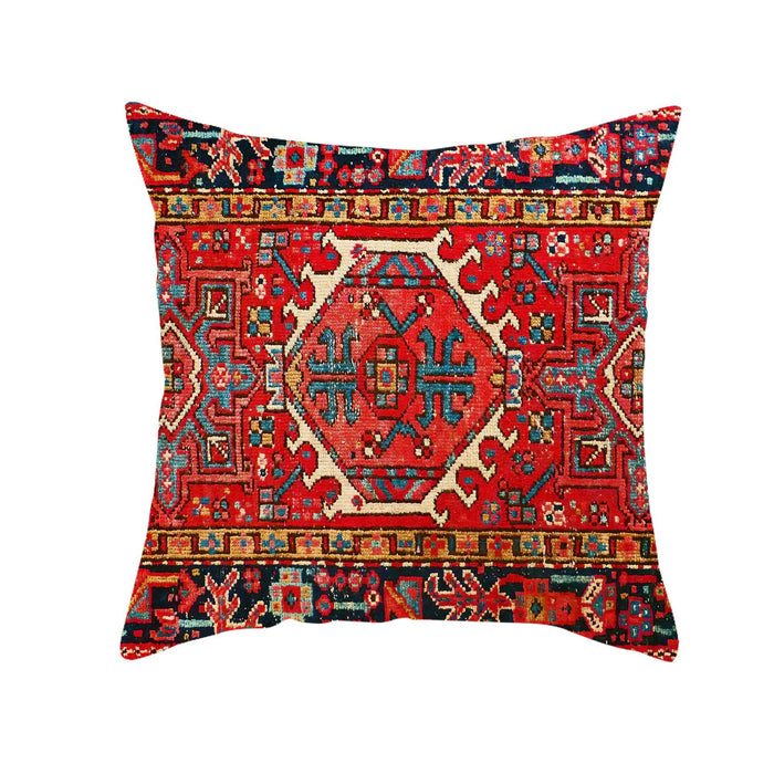 Wholesale Vintage Red Pattern Linen Throw Pillow JDC-PW-yuxin006
