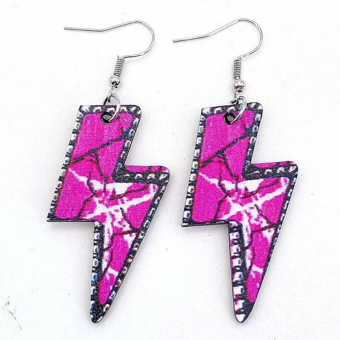 Wholesale Earrings Wooden Vintage Colorful Marbled Lightning JDC-ES-Chengy028