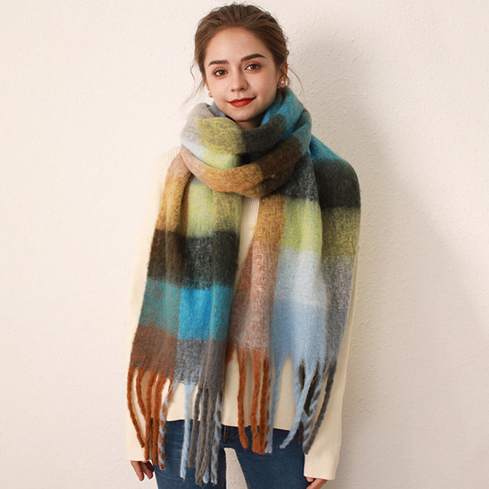 Wholesale Scarf Polyester Mohair Warm Winter Shawl Thickening JDC-SF-Shenm006