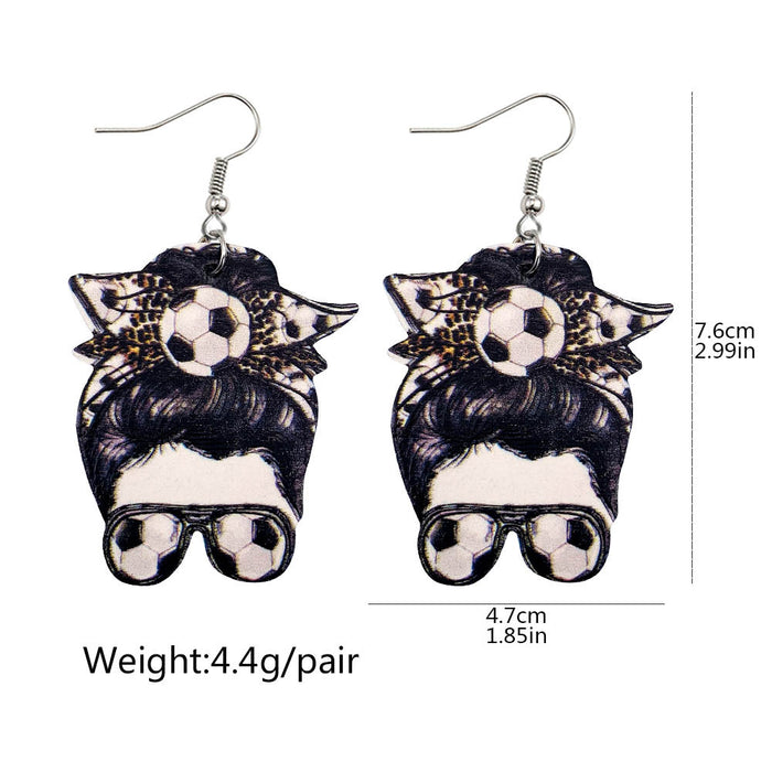 Wholesale Earrings Leather Cartoon Soccer Basketball Sports Girl Earrings JDC-ES-Chengy024