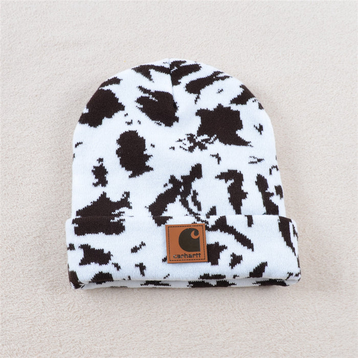 Wholesale Hat Cotton Cow Pattern Knit Hat Double Layer MOQ≥2 (F) JDC-FH-KuT003