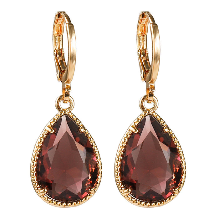 Wholesale Crystal Copper Rare Earth Glass Water Drop Earrings MOQ≥2 JDC-ES-Yongz003