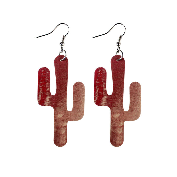 Wholesale Leather Earrings Southwest Popular Cactus Marble JDC-ES-dih005
