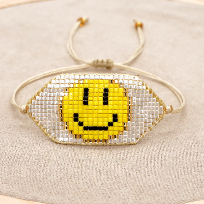 Wholesale Bracelet Glass Rice Beads Cute Smiley Hand Woven Beads JDC-BT-GBH136