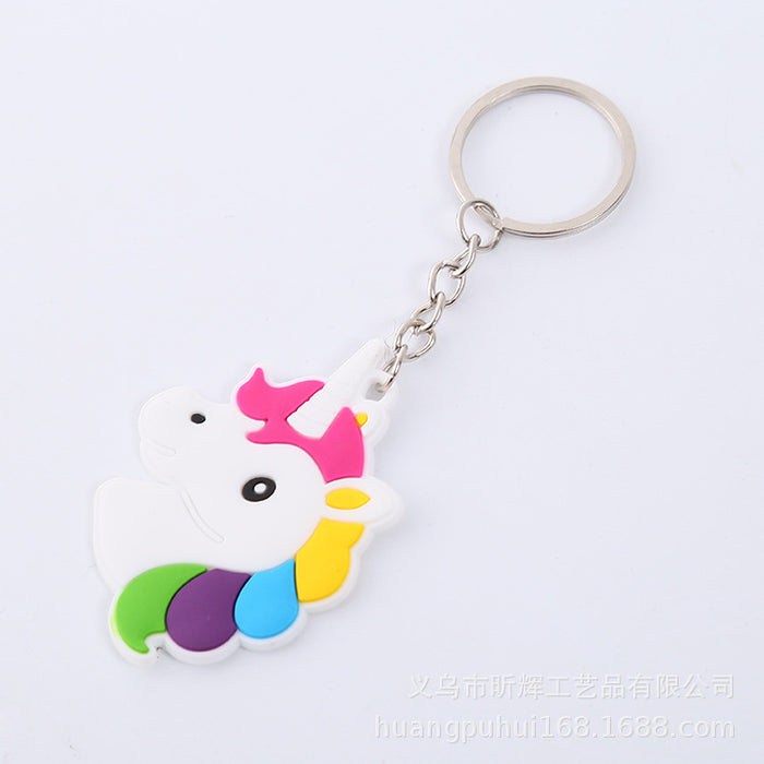 Wholesale Cartoon Unicorn PVC Soft Rubber Keychain MOQ≥10 JDC-KC-XHui001