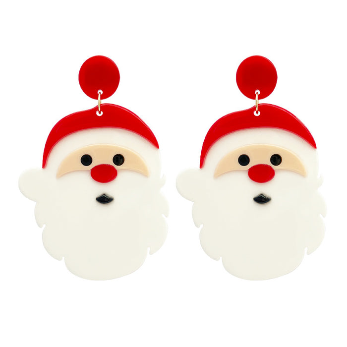 Wholesale Earrings Acrylic Christmas Santa Claus Head Sweet 2 Pairs JDC-ES-ABL001