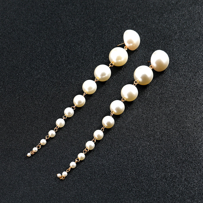Pendientes de personalidad larga de perlas al por mayor JDC-ES-LY025