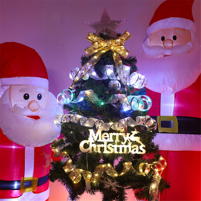 Wholesale Decorative Ribbon Christmas Tree Double Layer Hot Stamping Luminous LED JDC-DCN-Huanj001
