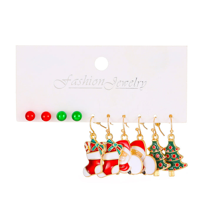 Wholesale Earrings Alloy Enamel Christmas Stud Earrings 5 Pairs Set JDC-ES-A538