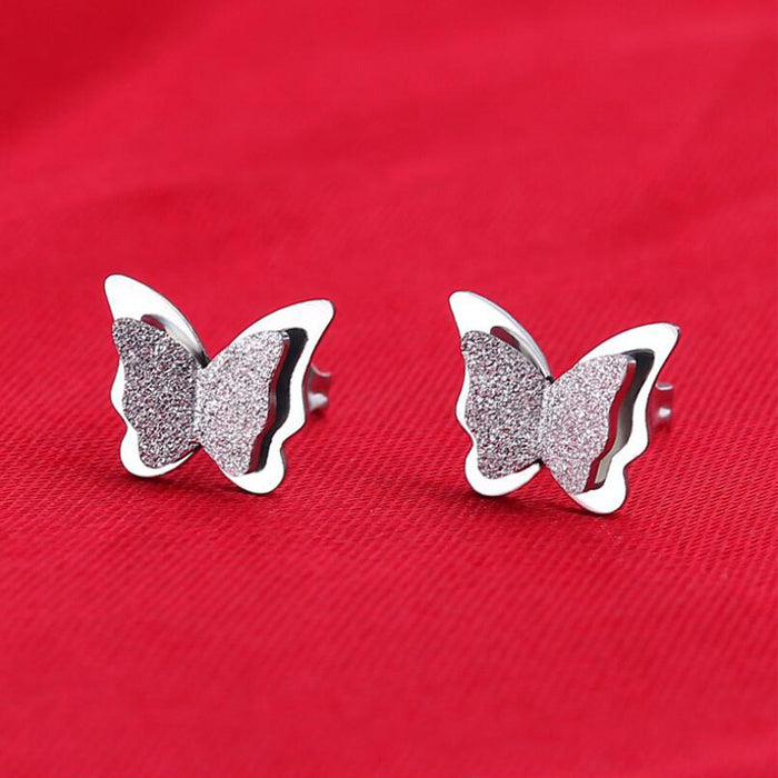 Wholesale Hollow Butterfly Titanium Steel Earrings JDC-ES-SS007