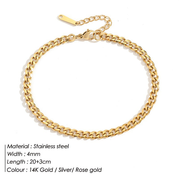 Jewelry WholesaleWholesale Stainless Steel Gold Plated Cuban Chain Anklet JDC-AS-JJ001 Anklet 聚杰 %variant_option1% %variant_option2% %variant_option3%  Factory Price JoyasDeChina Joyas De China