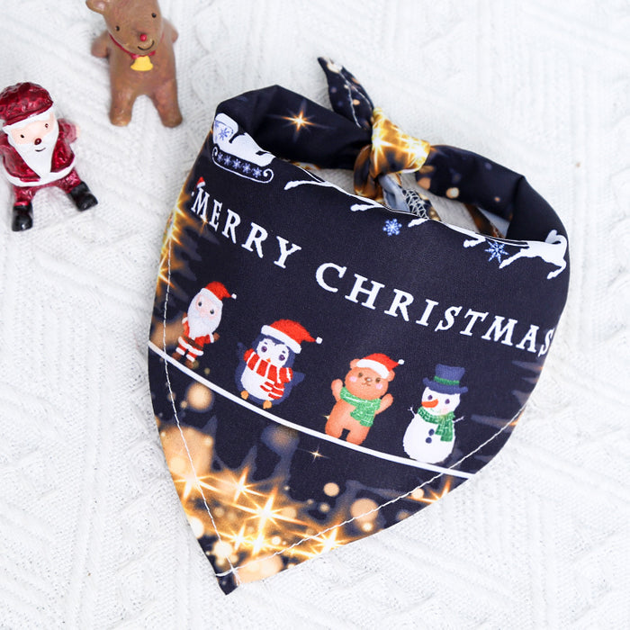Wholesale Pet Christmas Cotton Print Dress Up Triangle Scarf JDC-PC-Qimiao001