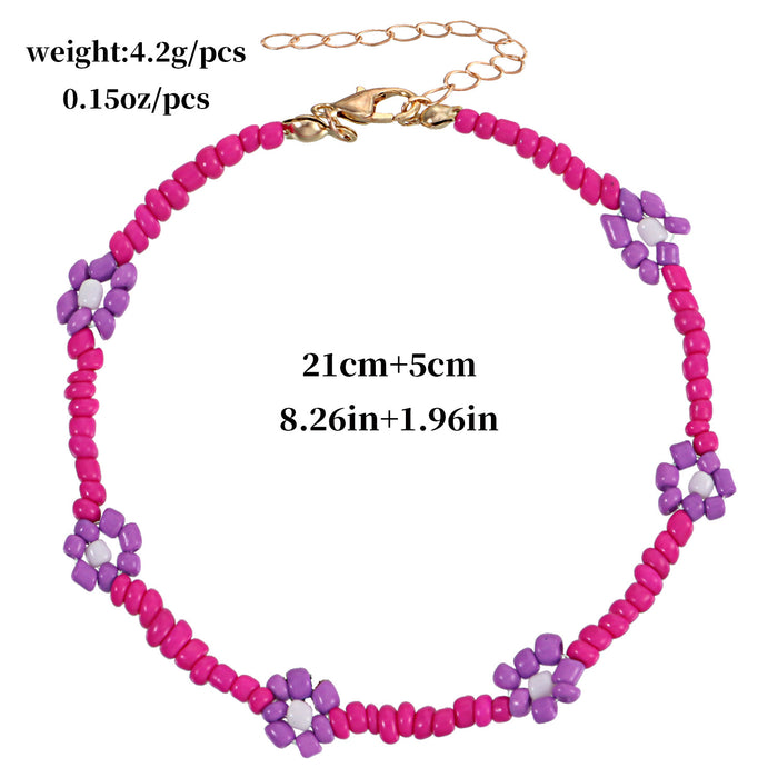 Wholesale color handmade rice beads flower anklet JDC-AS-ZW022