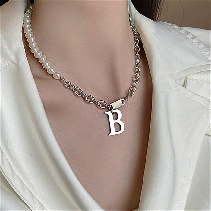 Wholesale Necklace Stainless Steel Opal Splicing Chain JDC-NE-DD002