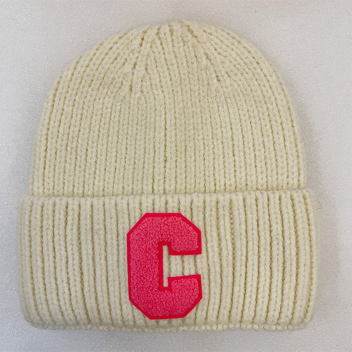 Wholesale Hat Blended Letter C Logo Solid Color Knit Cap JDC-FH-Feilin002