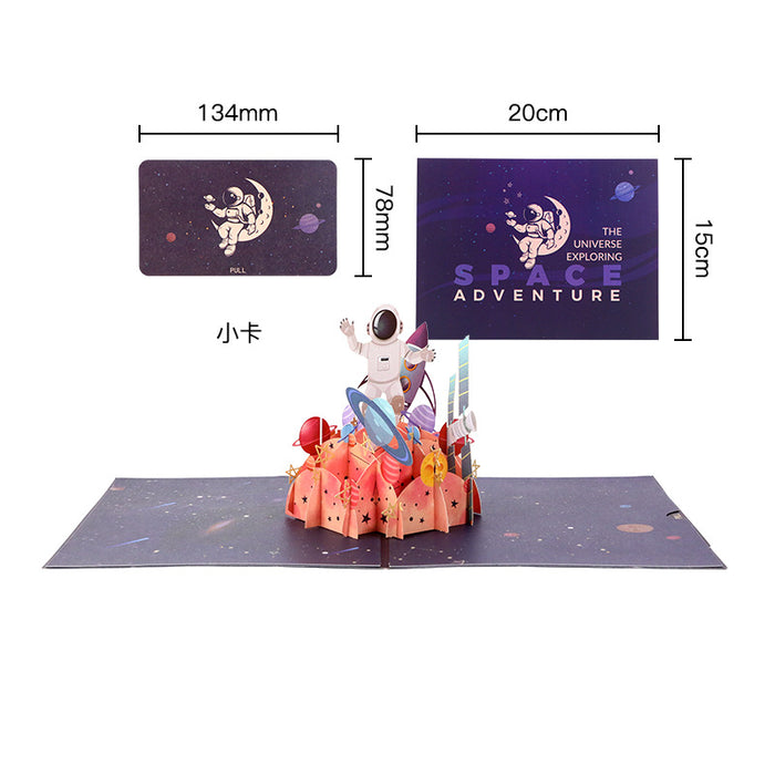 Wholesale Greeting Card Birthday Stereoscopic Astronaut Space Exploration Paper Sculpture 3D JDC-GC-LiD003