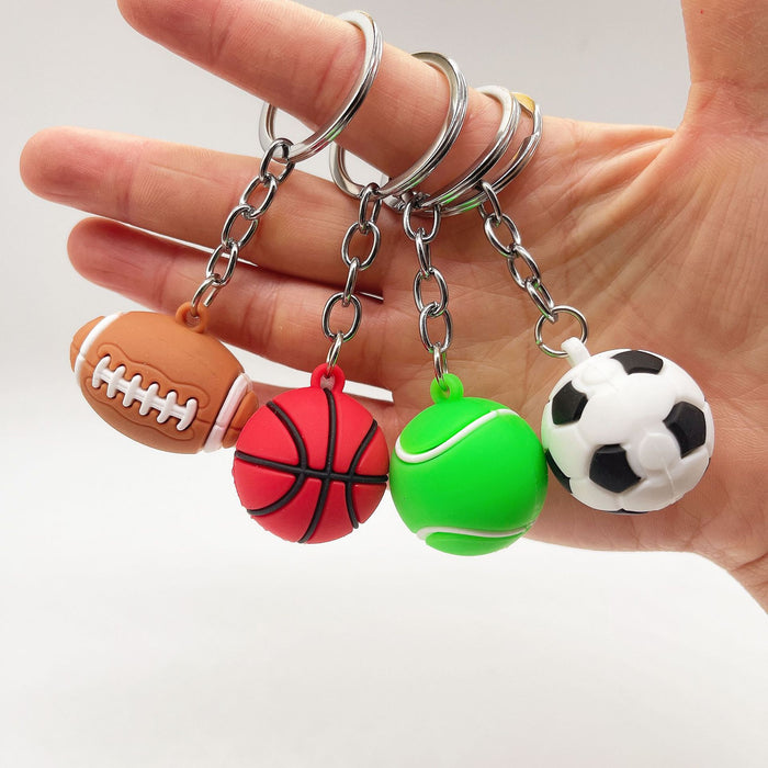 Keychains al por mayor para mochilas PVC Football Key Basketball Tennis Rugby MOQ≥5 JDC-KC-YY020