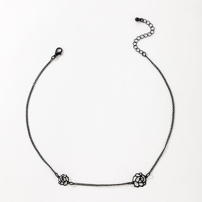 Wholesale necklace alloy black rose flower single geometric irregular JDC-NE-C098