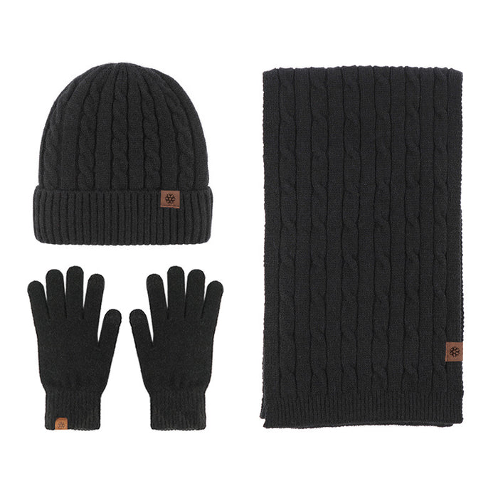 Wholesale Hat Alpaca Warm Knitted Scarf Gloves 3 Piece Set JDC-FH-HongX001