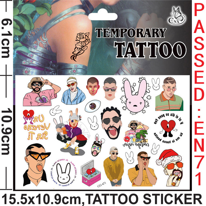 Pegatina al por mayor Cartoon Tattoo Transferencia de agua desechable Tatuaje MOQ≥10 JDC-ST-DEL001