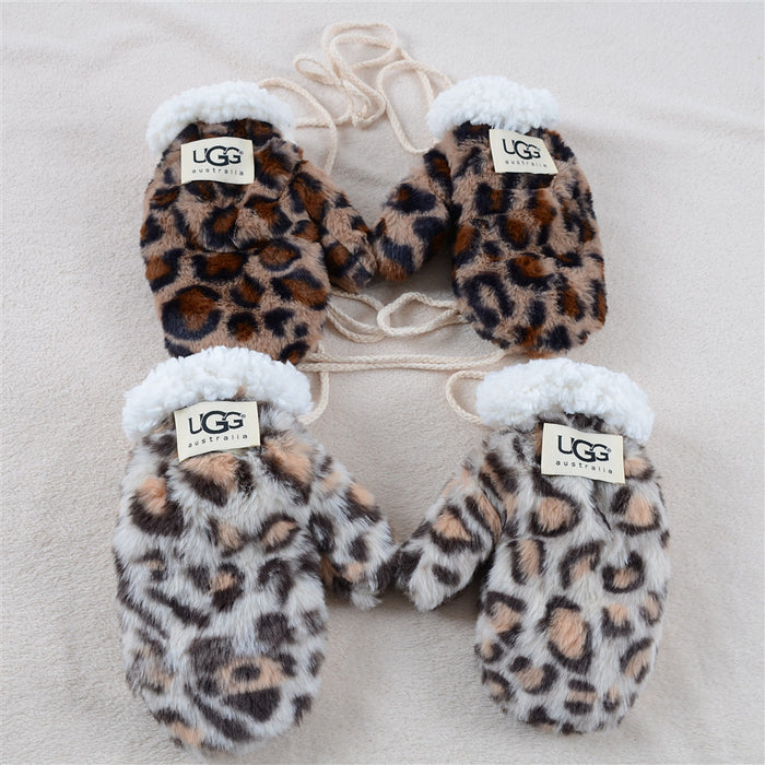 Wholesale Gloves Polyester Thickening Warm Leopard Print JDC-GS-KuT001