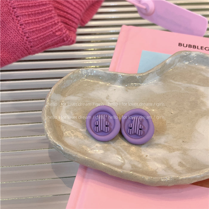 Wholesale Macaron Pink Earrings Periwinkle Blue Love JDC-ES-Lfm003
