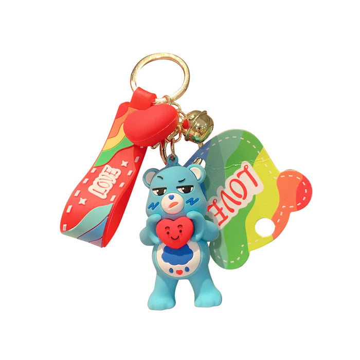Wholesale Cartoon PVC Silicone Rainbow Bear Keychain (M) JDC-KC-JCai024