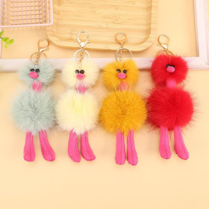 Wholesale Keychains Plush Multicolored Balls Ostrich JDC-KC-LuoY001