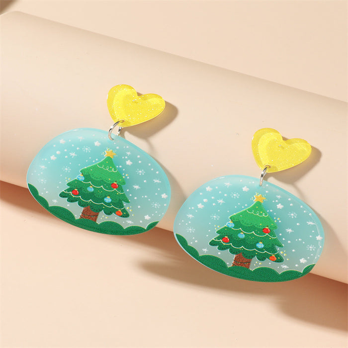 Wholesale acrylic christmas tree earrings MOQ≥2 JDC-ES-ganl035