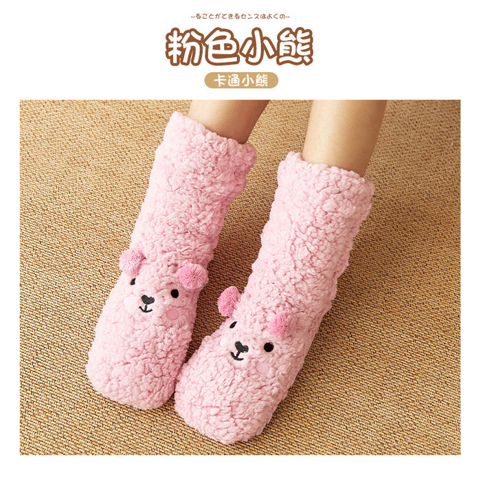 Wholesale Sock Coral Fleece Winter Thickened Long Tube Autumn and Winter Cute Sleeping Indoor Non-slip JDC-SK-BLBK001