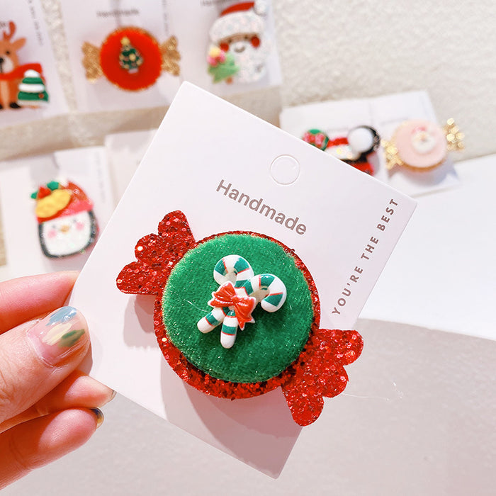 Wholesale Hair Clips Mixed Material Christmas Collection Glitter Snowman JDC-HC-HaN013